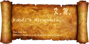 Kabók Mirandola névjegykártya